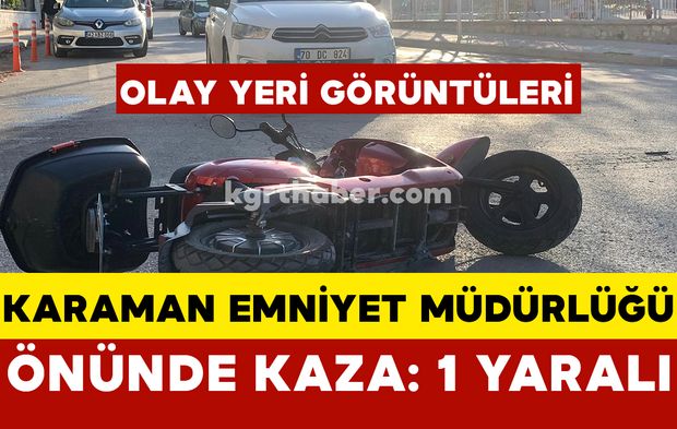 Karaman İl Emniyet Müdürlüğü Önünde Kaza OLAY YERİ GÖRÜNTÜLERİ