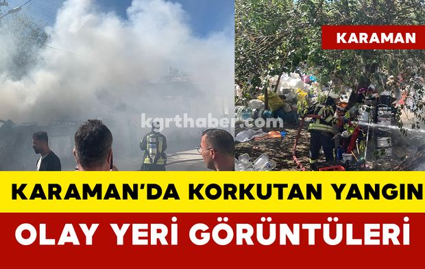 Karaman'da mahallede korkutan yangın... Olay yeri görüntüleri