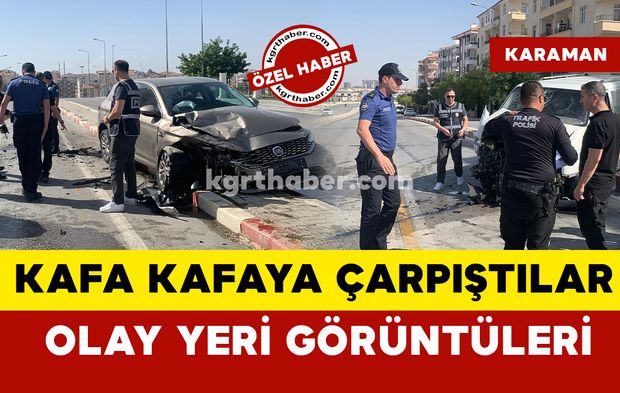 Karaman'da transporter minibüsle otomobil çarpıştı: olay yeri görüntüleri