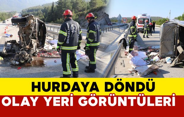 Denizli’de hurda yüklü araç hurdaya döndü: olay yeri görüntüleri