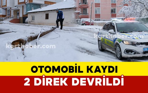 Karaman'da 2 telefon direği devrildi: olay yeri görüntüleri