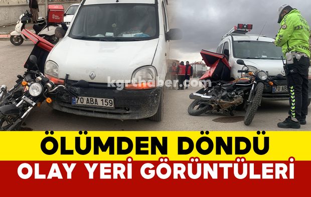 (FOTO GALERİ)Karaman’da hafif ticari araçla çarpışan motokurye ölümden döndü