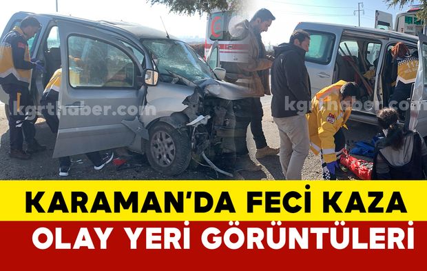 (FOTO EKLENDİ) Karaman’da kontrolden çıkan hafif ticari araç ağaca çarparak durabildi: 2 yaralı