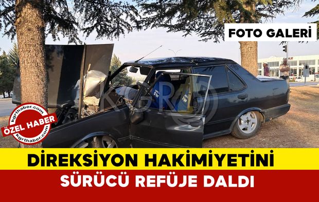 Direksiyon Hakimiyetini Kaybeden Sürücü Refüje Daldı