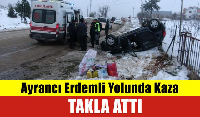 Ayrancı Erdemli Yolunda Kaza: Otomobil Takla Attı