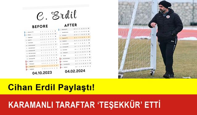 Cihan Erdil Paylaştı! Taraftar Teşekkür Etti