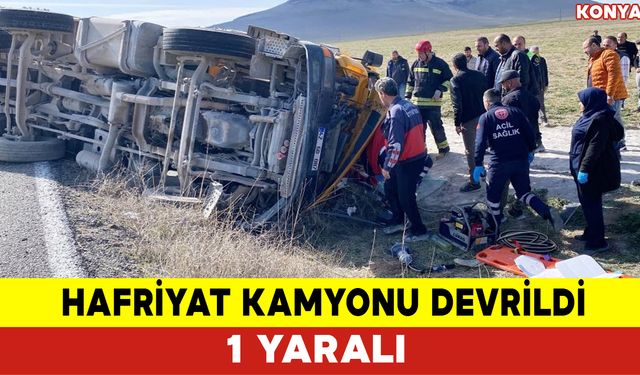 Hafriyat Kamyonu Devrildi: 1 Yaralı