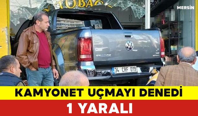 Kamyonet İş Yerine Uçarak Girdi: 1 Yaralı