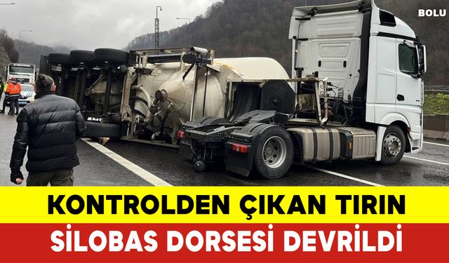 Kontrolden Çıkan Tırın Silobas Dorsesi Devrildi