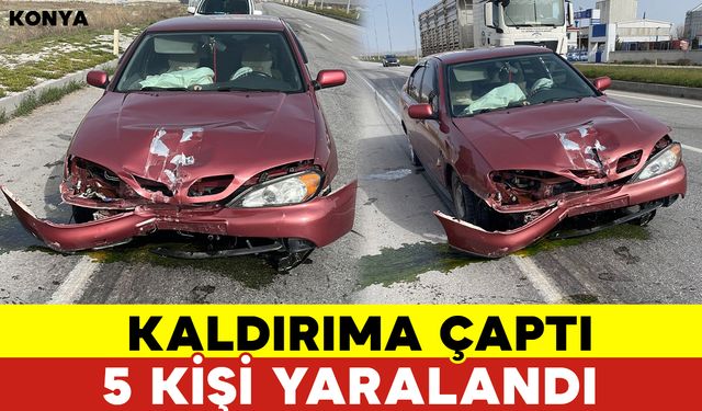 Konya'da Otomobil Kaldırıma Çarptı: 5 Yaralı