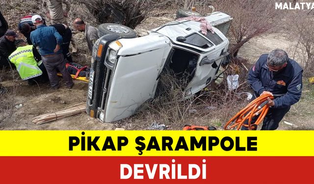 Pikap Şarampole Devrildi: 2 Yaralı