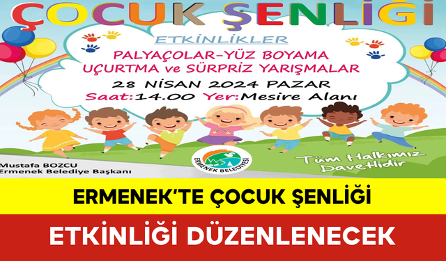 Ermenek’te Çocuk Şenliği Etkinliği Düzenlenecek