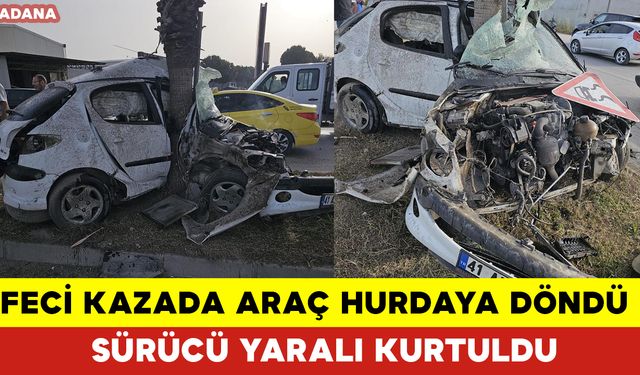 Feci Kazada Araç Hurdaya Döndü Sürücü Yaralı Kurtuldu