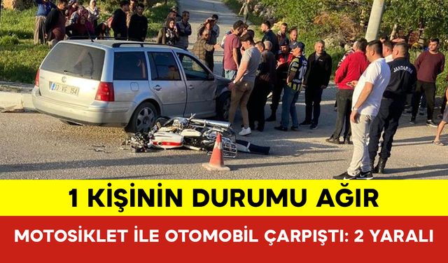 Motosiklet İle Otomobil Çarpıştı: 2 Yaralı