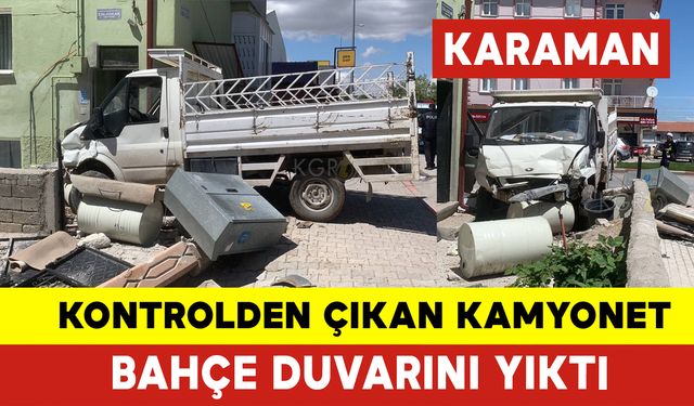 Kontrolden Çıkan Kamyonet Bahçeye Daldı