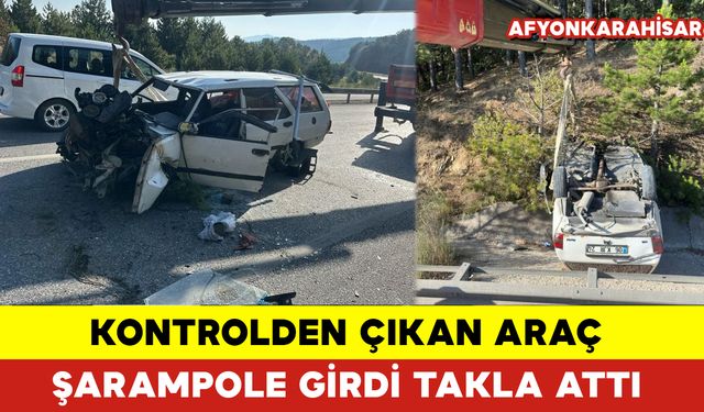 Kontrolden Çıkan Araç Şarampole Girdi Takla Attı