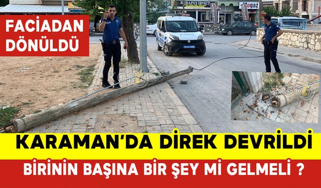 Telefon Direği Devrildi Faciadan Dönüldü