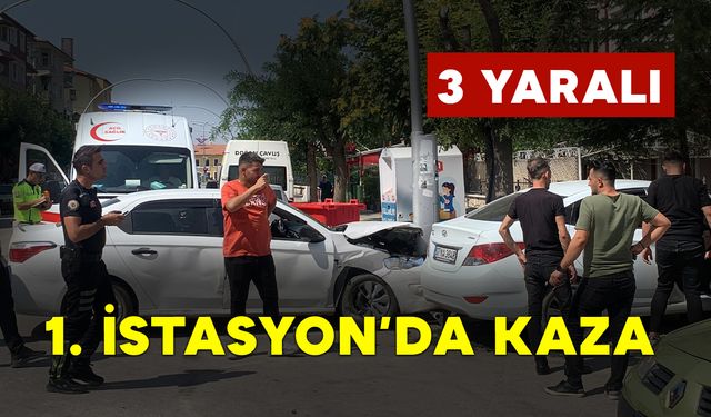 1. İstasyon Caddesi 2 Otomobil Çarpıştı: 3 Yaralı