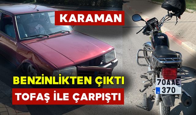 Benzinlikten Çıkan Motosiklet İle Tofaş Çarpıştı