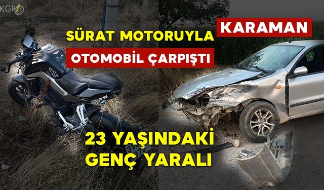 Sürat Motoru ile Otomobil Çarpıştı: 1 Genç Yaralı