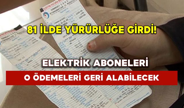 81 İlde yürürlüğe girdi: Elektrik aboneleri o ödemeleri geri alabilecek