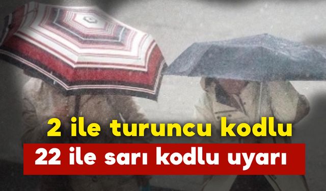 Afad'dan 2 ile turuncu 22 ile sarı kodlu uyarı