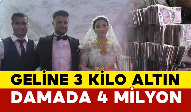 Geline 3 kilo altın damada 4 milyon TL takıldı