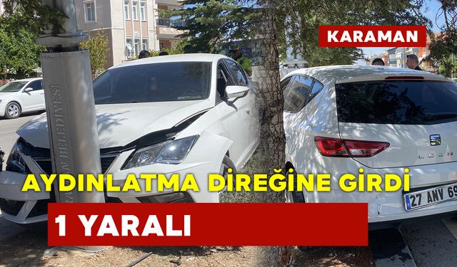 Kadın Şoför Aydınlatma Direğine Girdi: 1 Yaralı