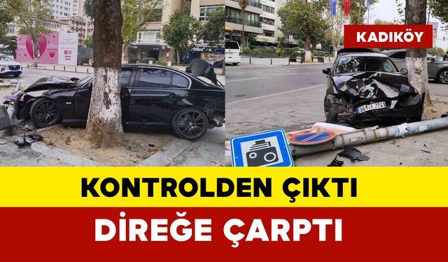 Kontrolden çıktı aydınlatma direğine çarptı