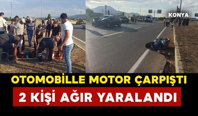 Motorla otomobil çarpıştı: 2 ağır yaralı