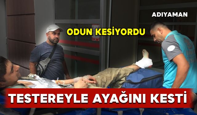 Odun keserken ayağını kesti