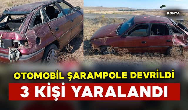 Şarampole devrilen otomobildeki 3 kişi yaralandı