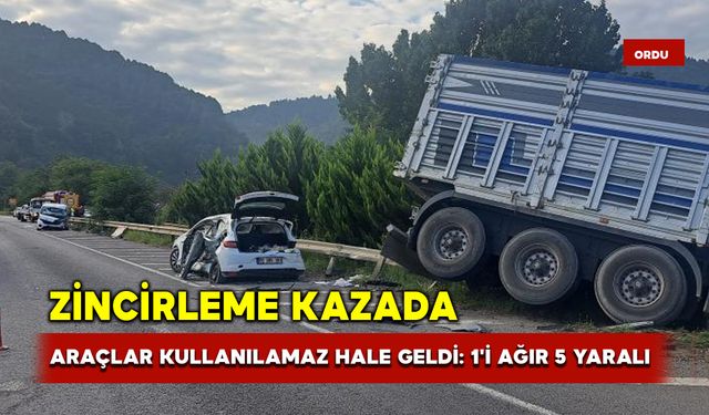 Zincirleme kazada araçlar kullanılamaz hale geldi: 1'i ağır 5 yaralı