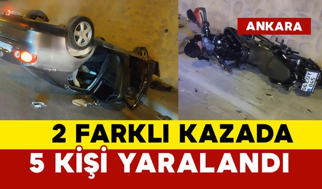 2 farklı kazada 5 kişi yaralandı