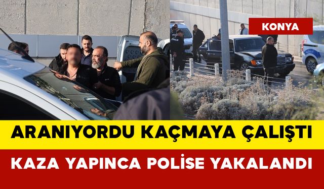 Aranıyordu polisten kaçarken kaza yaptı ve yakalandı