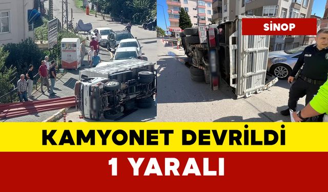 Demir yüklü kamyonet devrildi: 1 yaralı