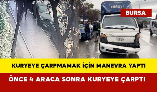 Kuryeye çarpmamak için manevra yaptı, önce 4 araca, sonra kuryeye çarptı