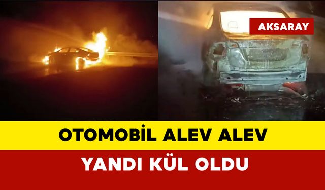 Otomobil alev alev yandı