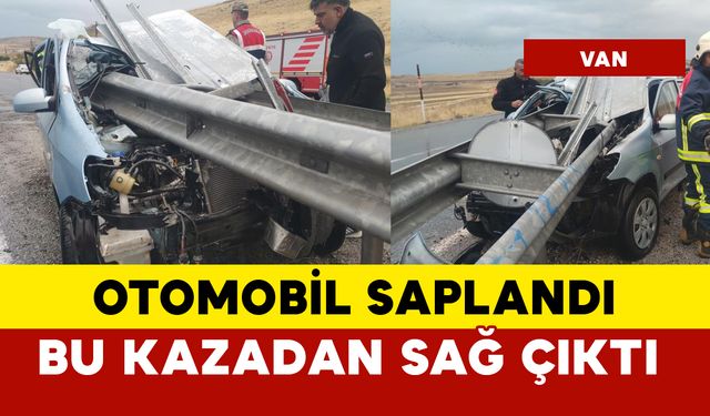 Otomobil bariyerlere saplandı: sürücü sağ kurtuldu