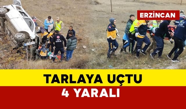 Otomobil tarlaya uçtu: 4 yaralı