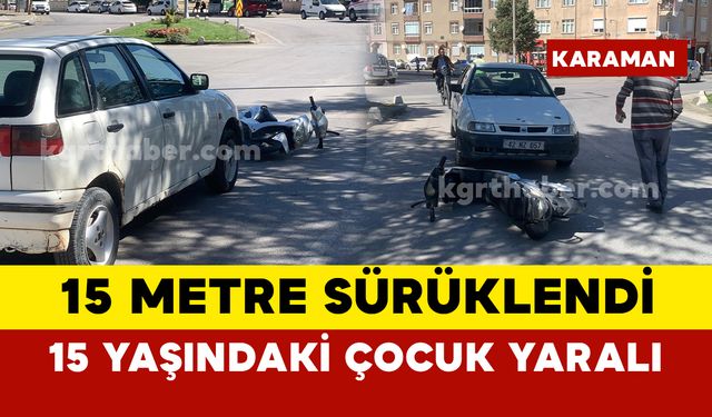 Otomobille çarpışan elektrikli bisiklet 15 metre sürüklendi: 1 yaralı