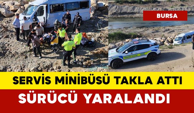 Servis minibüsü takla attı