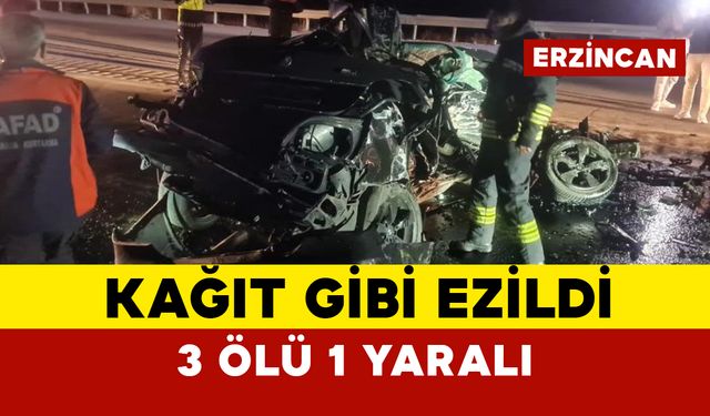 Tırla çarpışan otomobil kağıt gibi ezildi: 3 ölü 1 yaralı