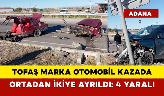 Tofaş marka otomobil kazada ortadan ikiye ayrıldı: 4 yaralı