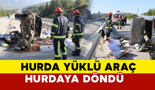 Denizli’de Bariyerlere Çarpan Otomobil Hurdaya Döndü: 2 Yaralı