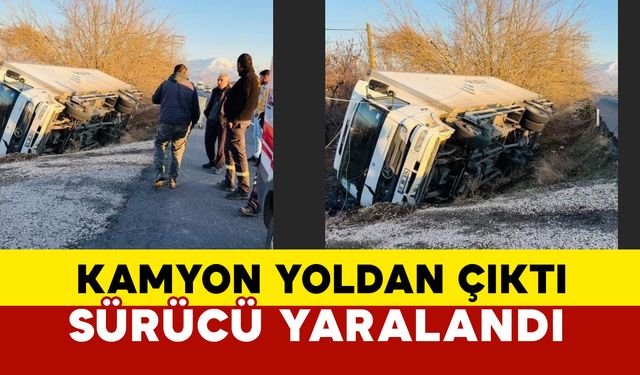 Elazığ’da Kamyon Yoldan Çıktı: Sürücü Yaralandı