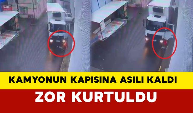 Kamyonun Freni Boşaldı: Sürücü Kapıda Asılı Kaldı