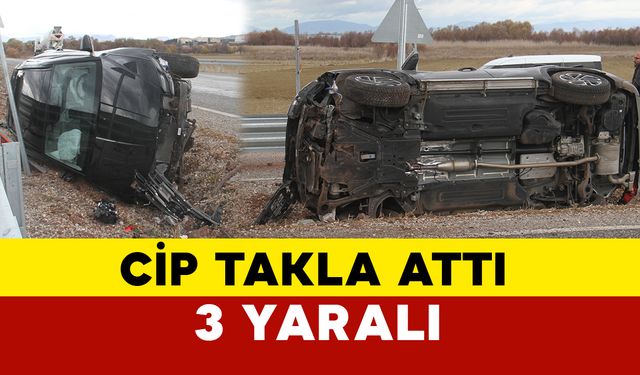 Konya'da Kontrolden Çıkan Cip Takla Attı: 3 Yaralı