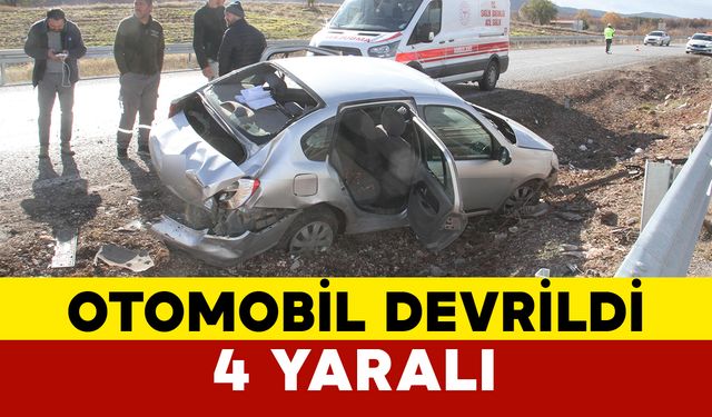 Konya’da Trafik Kazası: Otomobil Devrildi, 4 Yaralı