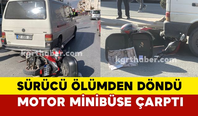 Motosiklet minibüse arkadan çarptı: 1 yaralı